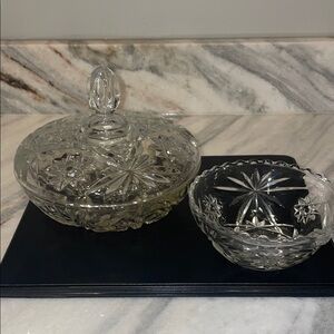 Vintage Anchor Hocking Glass Star of David Candy Dish w Lid Clear